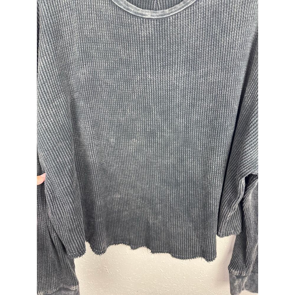 Double Zero Charcoal Waffle top Womens Oversized size Medium - Picture 2 of 7